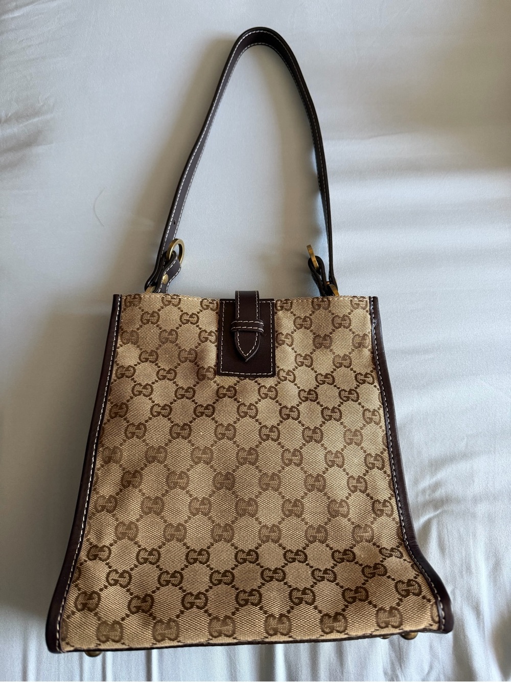 Gucci Brown and Beige GG Canvas Shoulder Bag